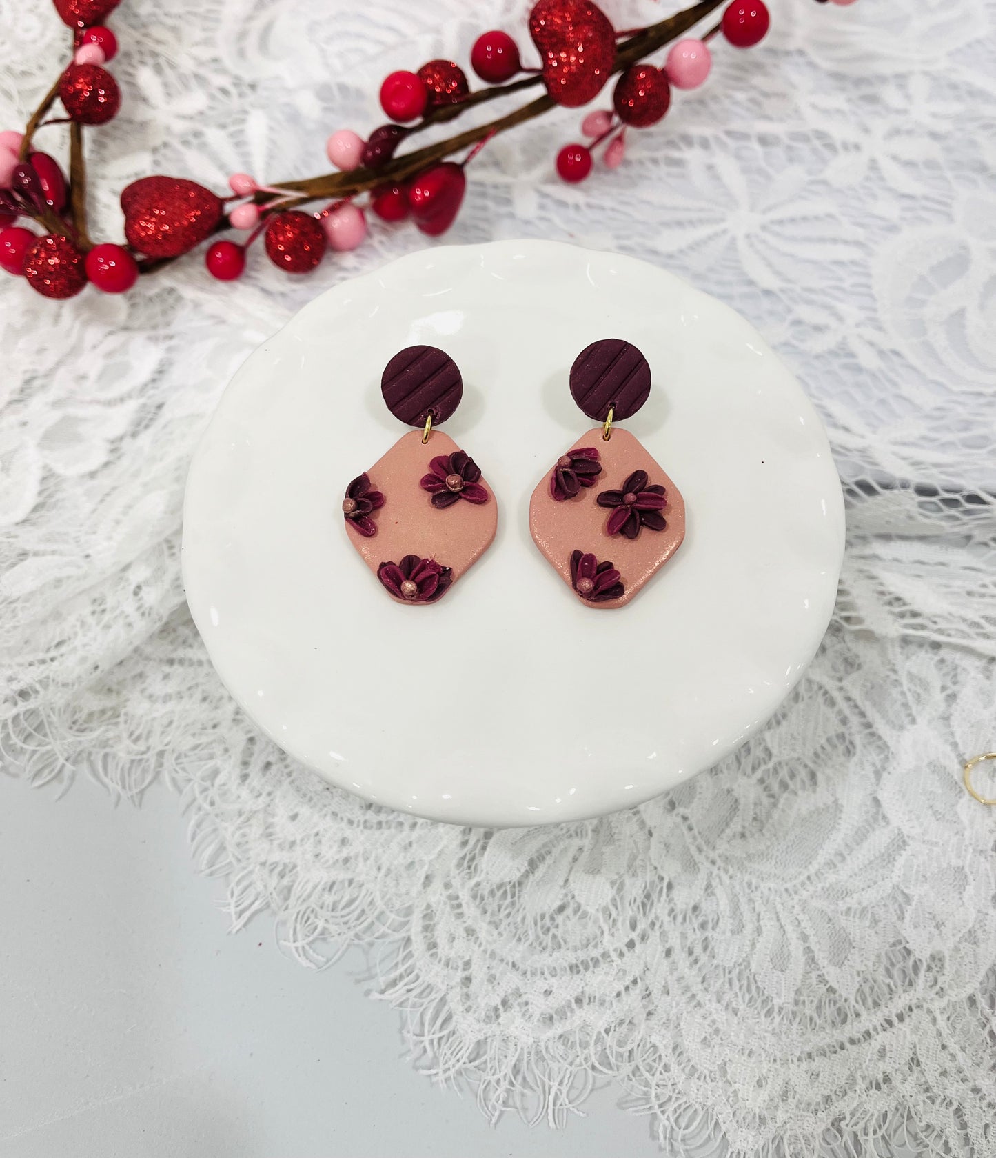 Rose gold floral earrings