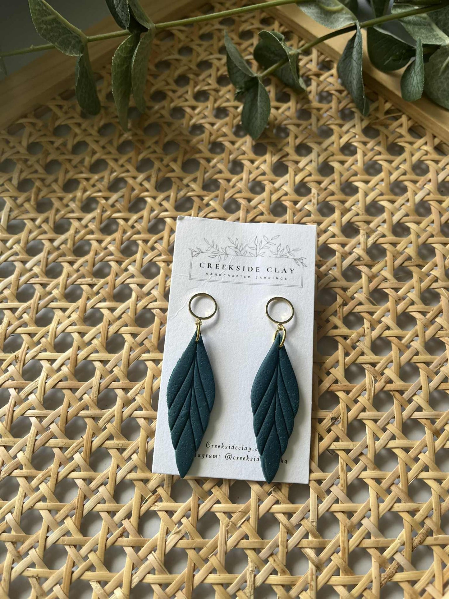 Clay Feathers with gold circle studs